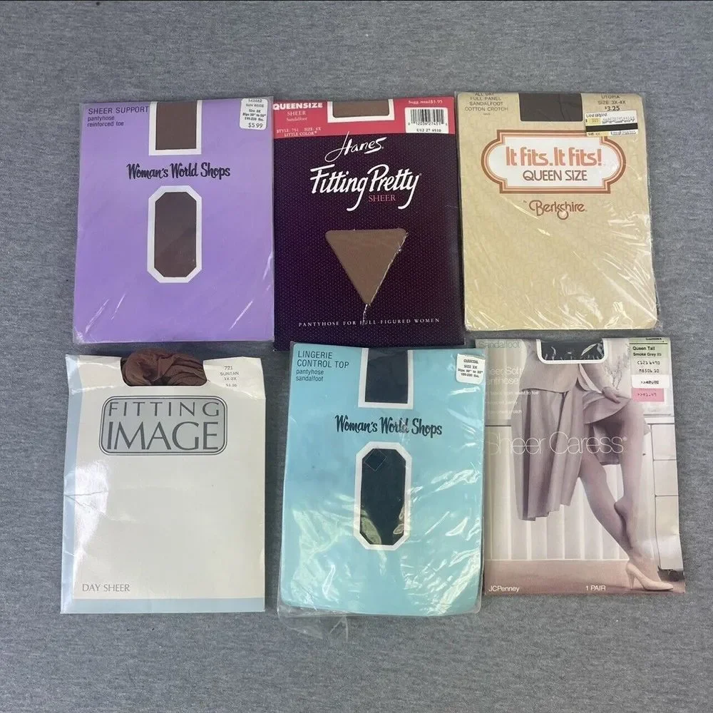 6 Pairs Queen Pantyhouse Womans World, Hanes, Berkshire, Fitting Image See Pics‎